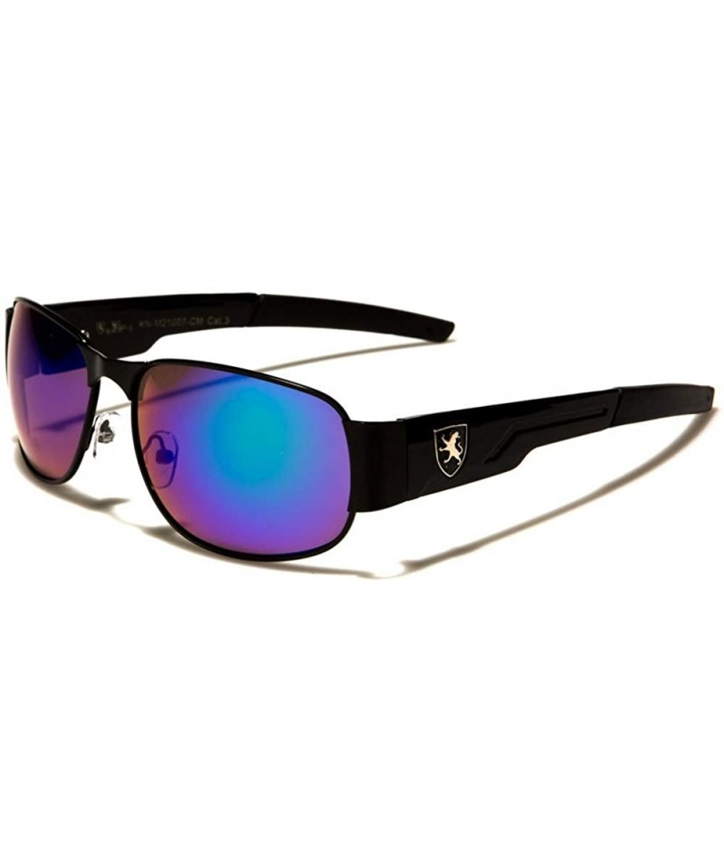 Square Modern Men Fashion Mirrored Lens Rectangle Sporty Golf Sunglasses - Blue - CL18WWIOO5H $12.16