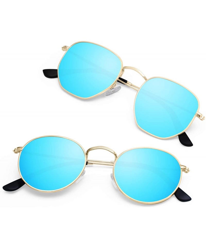 Square Small Round Polarized Sunglasses Women and Men Vintage Hexagon Square Sun glasses UV400 Protection - C3197CU5N9Z $15.00