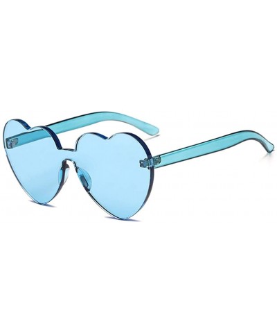 Rimless Candy Colored Lens Rimless Heart Shaped Sunglasses for Women Girls Colorful Shades - Light Blue - C418IC70NI2 $21.38