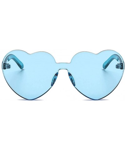 Rimless Candy Colored Lens Rimless Heart Shaped Sunglasses for Women Girls Colorful Shades - Light Blue - C418IC70NI2 $11.18