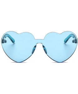 Rimless Candy Colored Lens Rimless Heart Shaped Sunglasses for Women Girls Colorful Shades - Light Blue - C418IC70NI2 $11.18