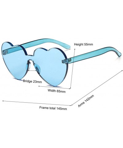 Rimless Candy Colored Lens Rimless Heart Shaped Sunglasses for Women Girls Colorful Shades - Light Blue - C418IC70NI2 $11.18