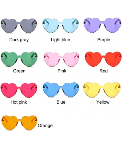 Rimless Candy Colored Lens Rimless Heart Shaped Sunglasses for Women Girls Colorful Shades - Light Blue - C418IC70NI2 $11.18