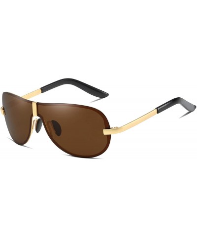 Aviator Classic Aviator Sunglasses for Men Polarized 100% UV protection New Premium Military Style 60015 - Brown - CP18X05XWW...