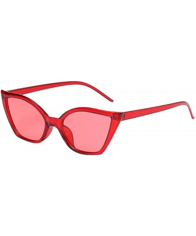 Cat Eye Women Men Vintage Clout Cat Eye Unisex Sunglasses Rapper Grunge Glasses Eyewear - Red - CC190O6XARG $18.59