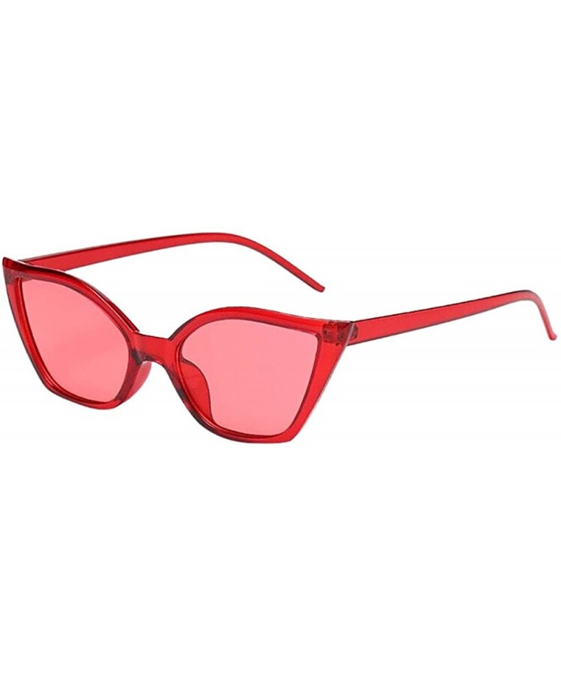 Cat Eye Women Men Vintage Clout Cat Eye Unisex Sunglasses Rapper Grunge Glasses Eyewear - Red - CC190O6XARG $9.29