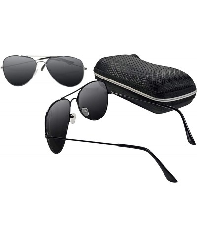 Aviator Polarized Sunglasses - Silver - CJ18XTT6IH2 $11.91