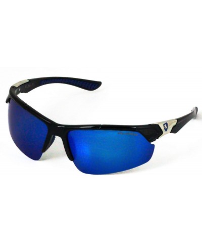 Rimless Men Polarized Premium Sport Sunglasses Baseball Cycling Fishing Wrap Around Driving Glasses - Blue - CP18UENY3T7 $10.01