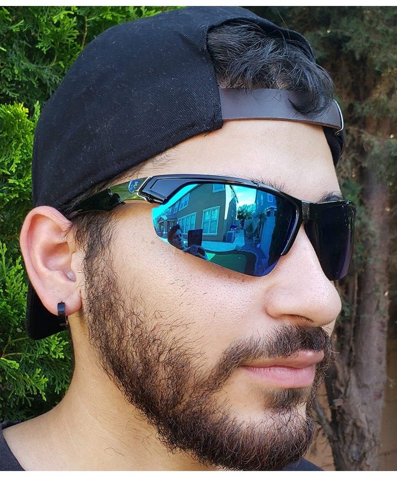 Men Polarized Premium Sport Sunglasses Baseball Cycling Fishing Wrap Around  Driving Glasses - Blue - CP18UENY3T7
