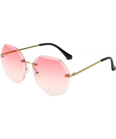 Rimless Women Hipster Polygon Shape Sunglasses Thin Metal Frame Sun Glasses - 4002 Pink - CO18W9IA9U5 $25.50