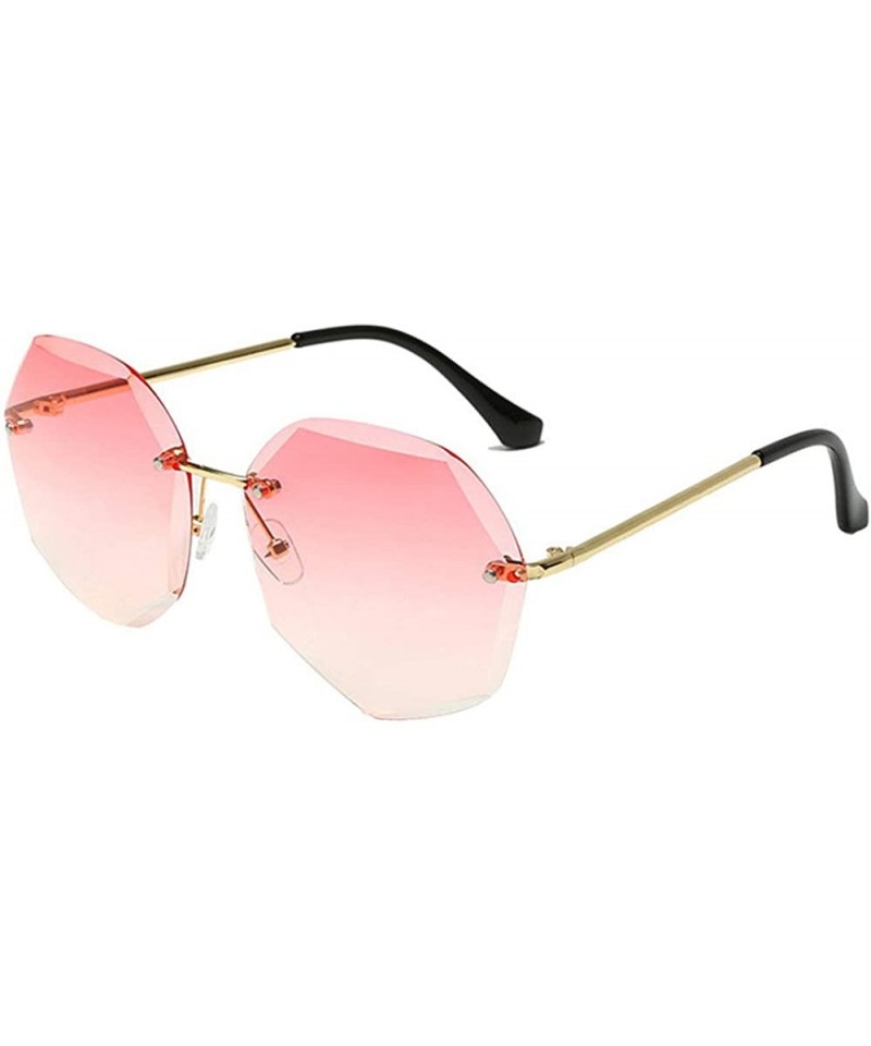Rimless Women Hipster Polygon Shape Sunglasses Thin Metal Frame Sun Glasses - 4002 Pink - CO18W9IA9U5 $12.41