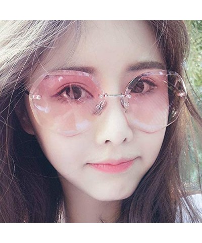 Rimless Women Hipster Polygon Shape Sunglasses Thin Metal Frame Sun Glasses - 4002 Pink - CO18W9IA9U5 $12.41