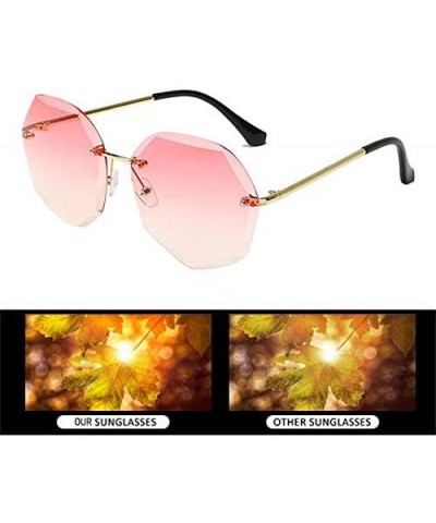 Rimless Women Hipster Polygon Shape Sunglasses Thin Metal Frame Sun Glasses - 4002 Pink - CO18W9IA9U5 $12.41