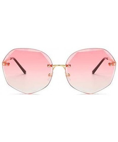 Rimless Women Hipster Polygon Shape Sunglasses Thin Metal Frame Sun Glasses - 4002 Pink - CO18W9IA9U5 $12.41