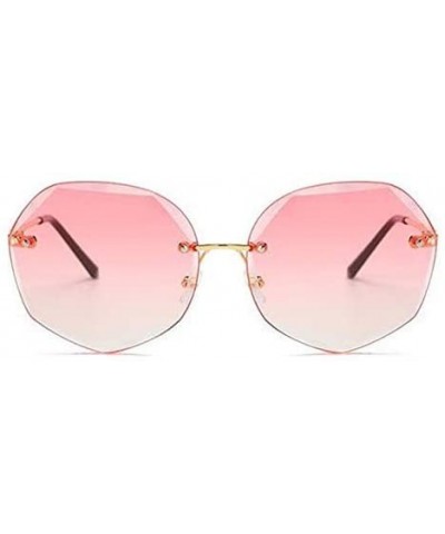 Rimless Women Hipster Polygon Shape Sunglasses Thin Metal Frame Sun Glasses - 4002 Pink - CO18W9IA9U5 $12.41