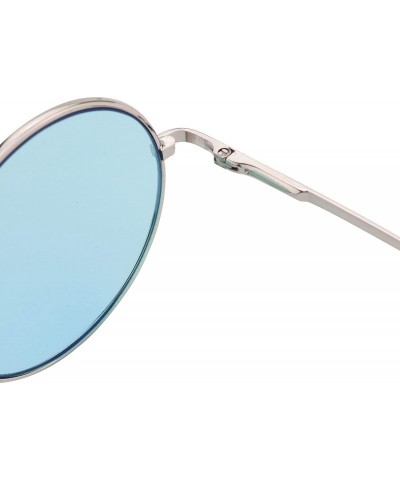 Rimless Retro John Lennon Style Sunglasses Round Colorful Tint Groovy Hippie Wire Shades - Light Blue - CH1966WR30N $12.53