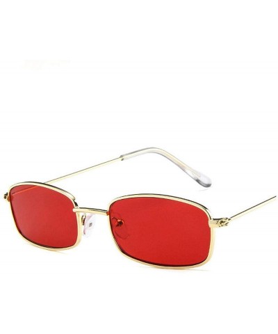 Round 2018 New Small Rectangle Retro Sunglasses Men Er Red Metal Frame Clear Lens Sun Glasses Women Unisex UV400 - C1 - CQ198...