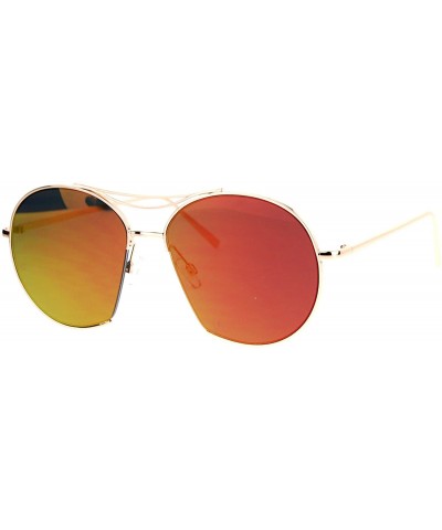 Round Womens Mirror Expose Lens Unique Runway Round Pilot Sunglasses - Gold Red - C012LCJODDJ $23.45