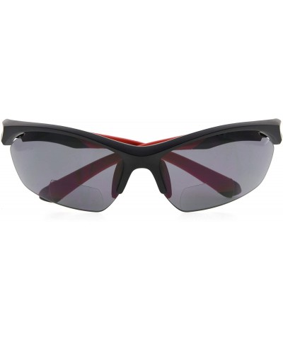 Rimless Retro Mens Womens Sports Half-Rimless Bifocal Sunglasses - Black Frame/Red Arm - C3189AIG686 $19.91