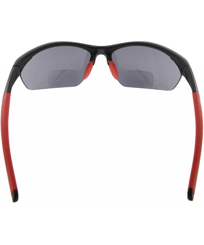 Rimless Retro Mens Womens Sports Half-Rimless Bifocal Sunglasses - Black Frame/Red Arm - C3189AIG686 $19.91