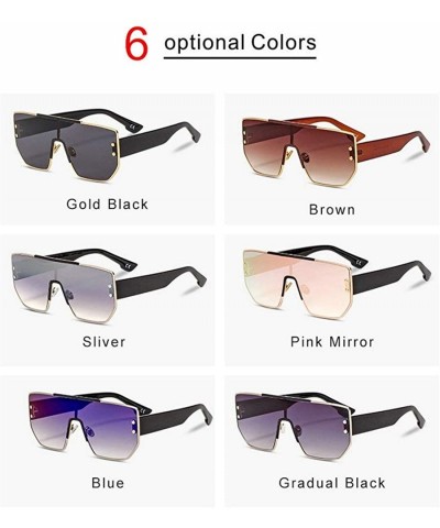 Shield Luxury Vintage Shield Sunglasses Unisex Brand Designer 2018 Square Oversized Sunglass Mirror - C818LNXKOWR $13.50