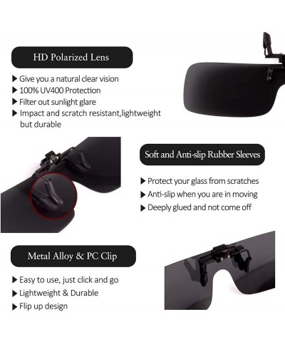 Rimless Clip-on Flip Up Polarized Rimless One Piece Sunglasses Over Prescription Glasses for Men Women - CY18N02TA98 $28.07