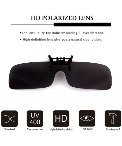 Rimless Clip-on Flip Up Polarized Rimless One Piece Sunglasses Over Prescription Glasses for Men Women - CY18N02TA98 $28.07