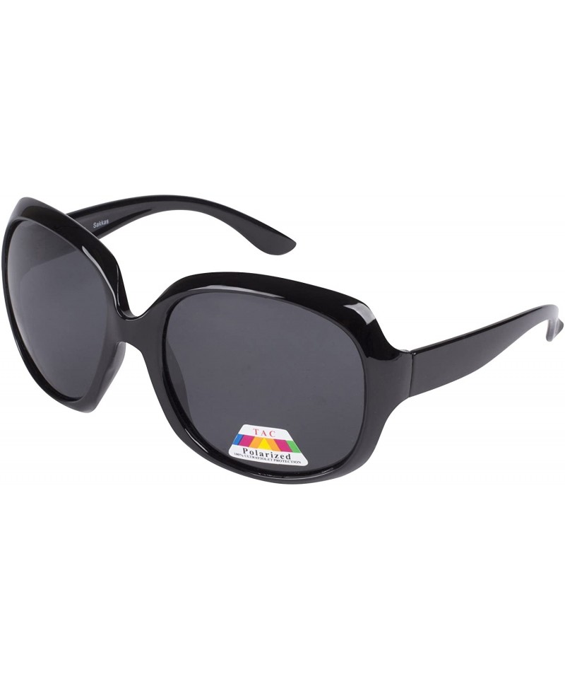 Oversized Vintage Oversized Frame Fashion Sunglasses - Black Polarized -Smoke Lens - CH1264U6TXN $13.73