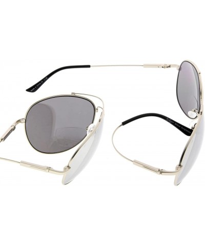 Rectangular Large Bifocal Sunglasses Polit Style Sunshine Readers with Bendable Memory Bridge and Arm - C518035R76I $27.62