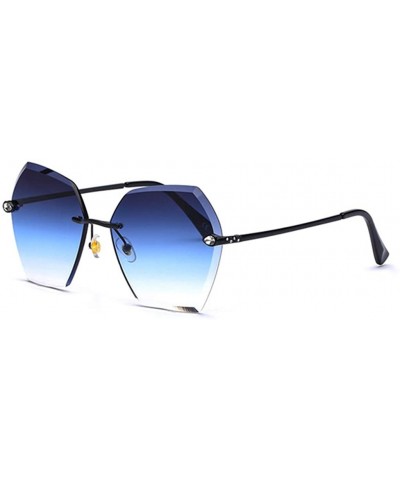 Rimless Sunglasses Polarized Protection Travelling frameless - Blue - C818UA06UTQ $52.84