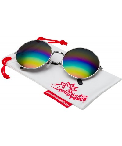 Wayfarer Oversized Large Round Sunglasses for Women Rainbow Mirrored - Silver - Rainbow Mirror - CE1205COELZ $22.48