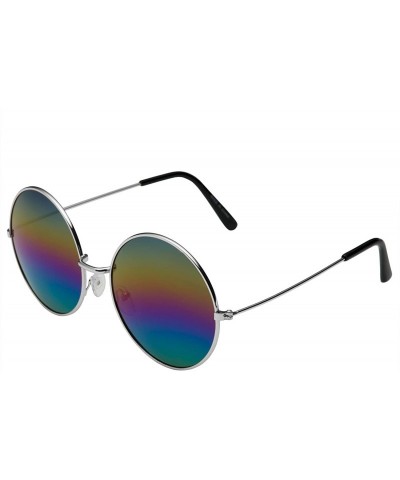 Wayfarer Oversized Large Round Sunglasses for Women Rainbow Mirrored - Silver - Rainbow Mirror - CE1205COELZ $8.43