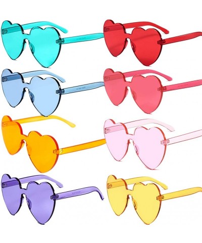 Rimless 8 PACK Heart Sunglasses-Protect Eyes Women Love Rimless Frame Anti-UV Lens Color Sun Glasses Light & Comfortable - CY...