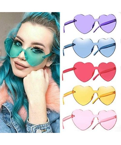 Rimless 8 PACK Heart Sunglasses-Protect Eyes Women Love Rimless Frame Anti-UV Lens Color Sun Glasses Light & Comfortable - CY...