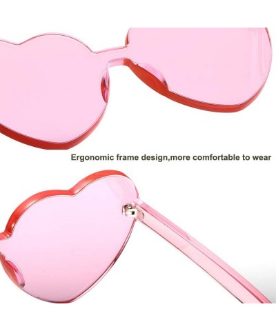 Rimless 8 PACK Heart Sunglasses-Protect Eyes Women Love Rimless Frame Anti-UV Lens Color Sun Glasses Light & Comfortable - CY...