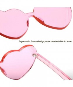 Rimless 8 PACK Heart Sunglasses-Protect Eyes Women Love Rimless Frame Anti-UV Lens Color Sun Glasses Light & Comfortable - CY...