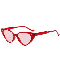 Cat Eye Cat Eye Sunglasses Women Retro Rivet Ladies Sun Glasses Summer Accessories UV400 - Red With Pink - C418XWDI80Q $9.63