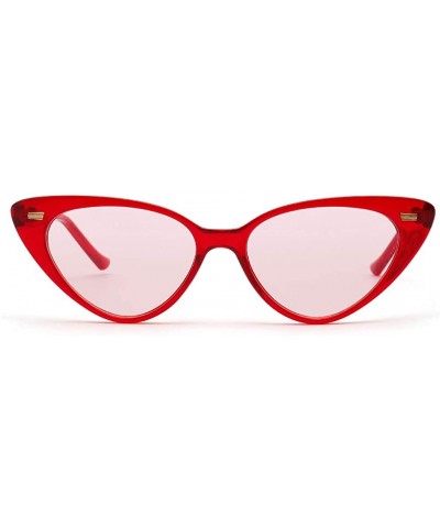 Cat Eye Cat Eye Sunglasses Women Retro Rivet Ladies Sun Glasses Summer Accessories UV400 - Red With Pink - C418XWDI80Q $9.63