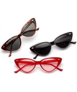 Cat Eye Cat Eye Sunglasses Women Retro Rivet Ladies Sun Glasses Summer Accessories UV400 - Red With Pink - C418XWDI80Q $9.63