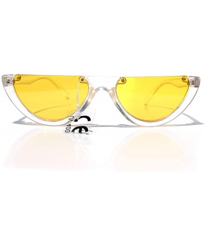 Semi-rimless SIMPLE Cut-off Half Frame Designer Style Fashion Sunglasses - Yellow - CJ18Z9W3G25 $11.87