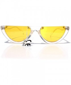 Semi-rimless SIMPLE Cut-off Half Frame Designer Style Fashion Sunglasses - Yellow - CJ18Z9W3G25 $11.87