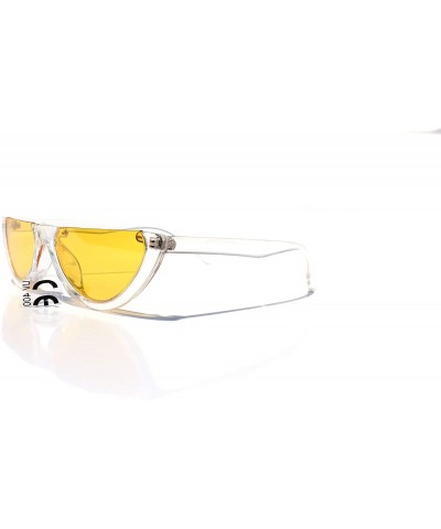 Semi-rimless SIMPLE Cut-off Half Frame Designer Style Fashion Sunglasses - Yellow - CJ18Z9W3G25 $11.87