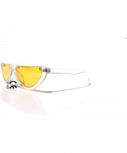 Semi-rimless SIMPLE Cut-off Half Frame Designer Style Fashion Sunglasses - Yellow - CJ18Z9W3G25 $11.87