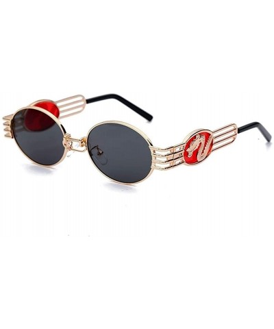 Round Fashion Vintage Steampunk Sunglasses Glasses - 1 Gold Black - CC198G7GCTQ $48.04