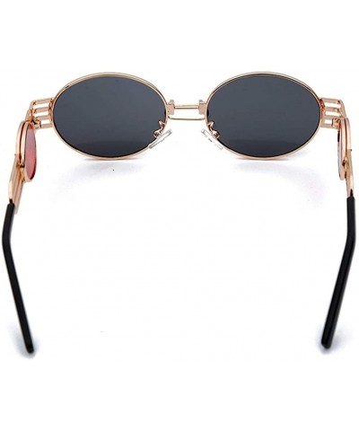 Round Fashion Vintage Steampunk Sunglasses Glasses - 1 Gold Black - CC198G7GCTQ $28.44