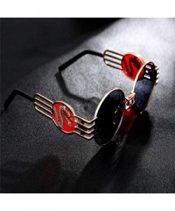 Round Fashion Vintage Steampunk Sunglasses Glasses - 1 Gold Black - CC198G7GCTQ $28.44