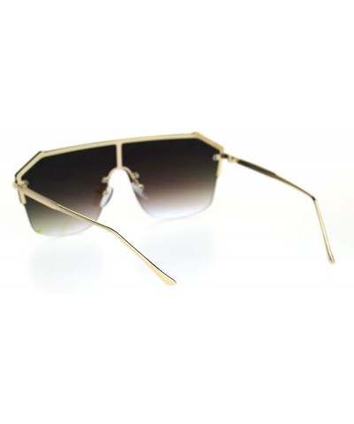 Square Robotic Rimless Shield Futuristic Luxury Hip Hop Sunglasses - Gold Blue Mirror - CJ18SD4368X $10.96