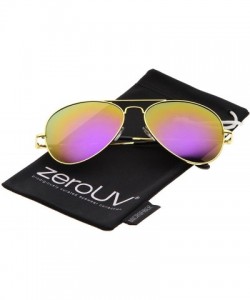 Aviator Premium Full Mirrored Aviator Sunglasses w/Flash Mirror Lens - Gold / Purple - CB11MONE1CB $10.25