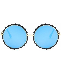 Round Unisex Sunglasses Retro Bright Black Blue Drive Holiday Round Non-Polarized UV400 - C018RLY6GDI $12.05