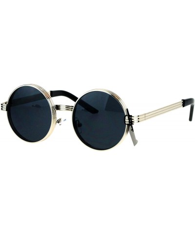 Round Steampunk Thick Metal Round Circle Lens Vintage Victorian Sunglasses - Silver - CZ17WU3TNWS $9.05